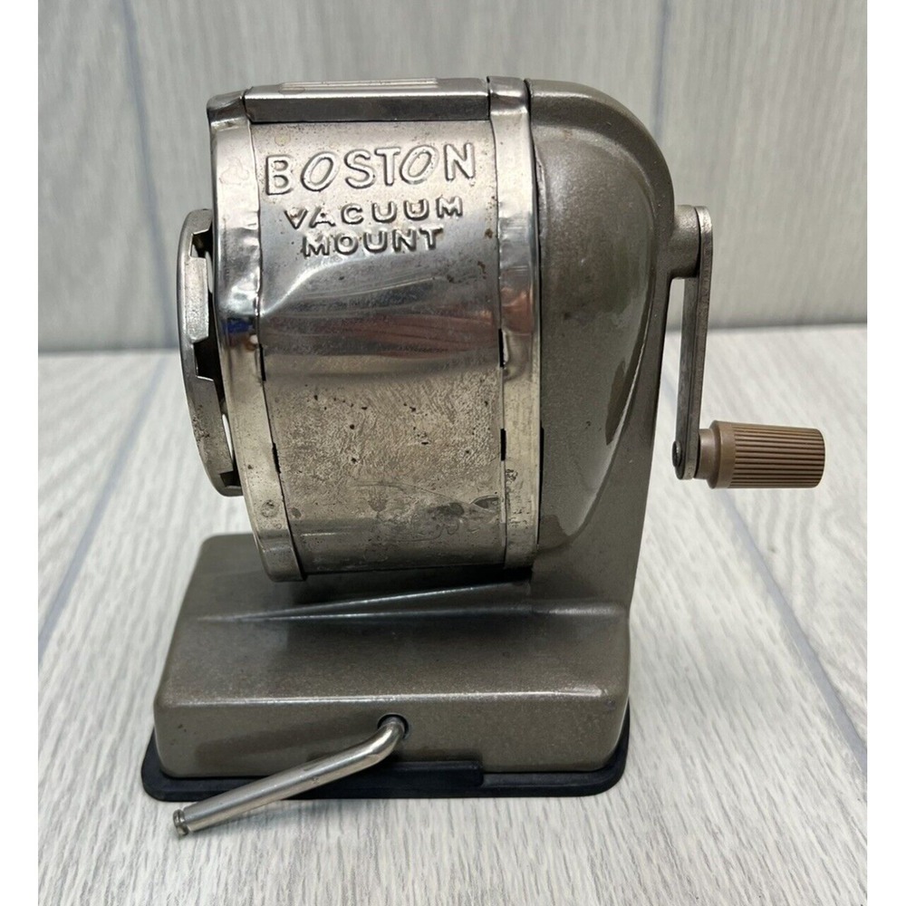 Vintage Boston Vacuum Mount Pencil Sharpener 8-Hole Adjustable Industrial Office